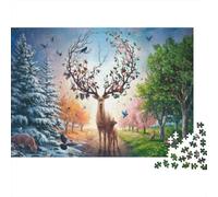 Bosque mágico de Ciervos 1000 Piezas Papel Ecológico Rompecabezas Conjunto Niños Principiantes Divertido Juego Hermosa Decoración 52x38cm/1000pcs
