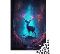 Bosque mágico de Ciervos 1000 Piezas Stock De Cartas Premium Rompecabezas Conjunto Amantes De La Familia Divertido Juego Alivio del Estrés Decoración De Paredes 38x26cm/1000pcs