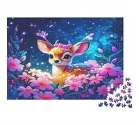 Bosque mágico Palabra Clave 1 Ciervo Rompecabezas 1000 Piezas Papel Inteligente Palabra Clave 2 Animales nocturnos para Adultos decoración Relajante 70x50cm/1000pcs