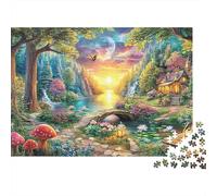 Bosque Mágico Rompecabezas 1000 Piezas para Adultos Sendero Bosque Encantado al Atardecer, Premium Grueso Resistente, Vibrante Desafiante Duro Regalo 70x50cm/1000pzs