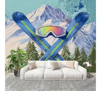 Bosque MontañAs Nevadas Y TemáTica de Esquí Fotomurales Pared Papel Pintado 300x210 cm Estilo De CóMic Tejido No Tejido Fotomurales Para la sala Decoración de pared tipo póster Fondo De Pantalla