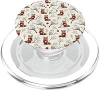 Bosque navideño de Zorro y búho nevado PopSockets PopGrip para MagSafe