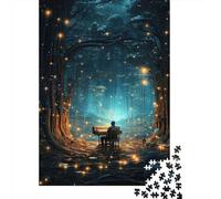 Bosque Noche Pianista Puzzle de 1000 Piezas Set de Puzzle 1000 Piezas Papel Adultos Vista Nocturna Relajante Hogar 70x50cm/1000pcs