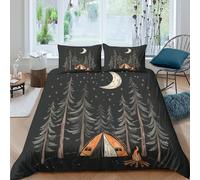 Bosque Nocturno Funda Nórdica 3D Impresa Microfibra Decoración Dormitorio Juego de Ropa de Cama Camping Suave Transpirable Hogar Single（135x200cm）