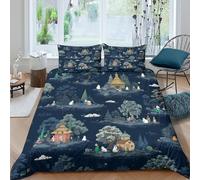 Bosque Nocturno Funda Nórdica 3D Impresa Microfibra Paisaje Soñado Juego de Cama Suave Transpirable Decoración Dormitorio Adultos Jóvenes Single（135x200cm）