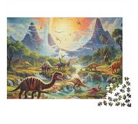 Bosque prehistórico de Dinosaurios Puzzle de 1000 Piezas Papel para Adultos Escena de Jungla Antigua Puzzle para Toda la Familia Relajación Decoración 70x50cm/1000pcs