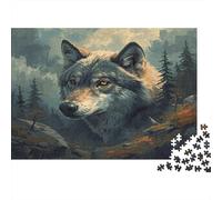 Bosque Retrato Lobo 1000 Piezas Cartón Resistente Rompecabezas Conjunto Coleccionistas Juego Desafiante Descompresión Regalos 38x26cm/1000pcs