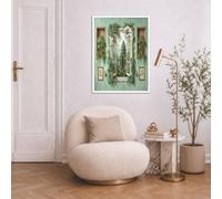Bosque Retro Arquitectura Lienzo Pared Decorativo Sin Marco, Verde Ventana Falsa Con Plantas Tropicales Cuadros Pintados Sobre Lienzo Impresiones, Para Sala De Estar Dormitorio Baño Cocina, 40X50Cm