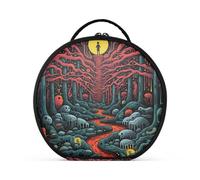 Bosque Rojo Luz De La Luna Arte Bolsa de Maquillaje Organizador de Circular Cosméticos Bolsas Creatividad con Divisor Ajustable para Mujeres