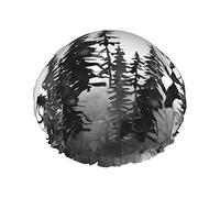 Bosque sombrío negro y luna Reutilizable Impermeable Lavable Ajustable Adecuado para mujeres Todas las longitudes de cabello Gorro de ducha