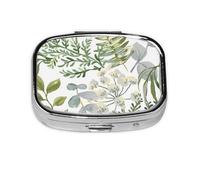 bosque verde planta verde, Pastillero cuadrado para bolsillo o monedero, pequeño contenedor de pastillas, organizador de pastillas de viaje