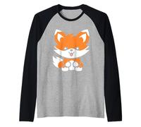 Bosque Zorros Divertidos Infantiles aman al pequeño Zorro Camiseta Manga Raglan