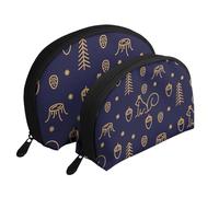 Bosques De Invierno Y Ardillas Estilo De Línea Azul, Bolsa de Maquillaje de Concha, Monedero pequeño para Mujer, Bolsa de artículos de tocador, Bolsa de cosméticos, 2 Piezas