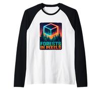 Bosques En Pixeles Diseño Arte Digital Camiseta Manga Raglan