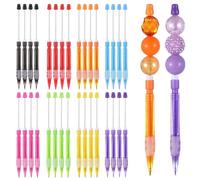 BOSREROY 32 lápices mecánicos con cuentas, mini lápices mecánicos multicolor de 0.7 mm, lápices con cuentas para escribir, dibujar, bocetos, manualidades