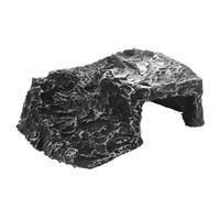 BOSREROY Cueva de escondite de reptiles, piel de acuario de roca de 5.2 pulgadas, decoración de hábitat de resina y plataforma de toma de tortugas, cueva de resina para pequeños reptiles y anfibios