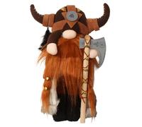 BOSREROY Decoración de gnomo de guerrero vikingo de 13.8 pulgadas, hecho a mano, gnomo de granja de otoño, muñeca de gnomo nórdico, decoración de interiores, gnomos de Halloween para estante