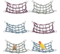 BOSREROY Juego de 6 cuerdas de escalada coloridas para ratas con mosquetones, hamaca de loro de 12.6 x 8.6 pulgadas y escalera colgante