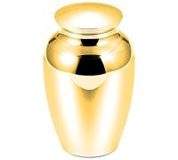 BOSREROY Mini urna dorada para cenizas de mascotas, caja de recuerdo conmemorativa de aleación de aluminio para cenizas humanas y mascotas, 4,5 x 7 cm, tapa sellada impermeable, superficie lisa