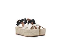 BOSS Alpargatas con suela de plataforma y tiras de piel y lona - StyleMachica_Pltsan_CVBK, 50542339 Blanco / Negro 39