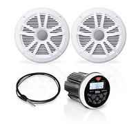 Boss Audio Mckgb350W.6 Marine Package Includes Mgr350B In-Dash Gauge Am/FM Digital Media Receiver with Bluetooth, One Pair of 6.5 Inch Mr6W Marine Speakers, Mrant10 Marine Antenna