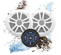 Boss Audio Systems MG150W.6 Altavoces Marinos y Receptor de Calibre (Amplificador de 2 Canales Integrado) - IPX6 Resistente a la Intemperie, Audio Bluetooth, sin CD, USB, Entrada AUX, Altavoces