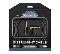 Cable de instrumento de fidelidad ultraalta BOSS BIC-P10A - 3 metros - Conectores de 1/4" chapados en oro de 24 qte de recto a ángulo recto - Para guitarra y bajo, con un sonido superior