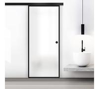 BOSS Black Puerta corredera del vidrio modelo CONFORT 90x215 cm (60/80/90 cm) Vidrio Satinado de 8 mm, patron arenado nanotratamiento Negra, kit completo de herrajes (90x215 cm, DERECHA)
