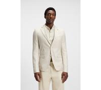 BOSS Blazer slim fit de lana, seda y lino a cuadros - StyleH-Hutson-233, 50545883 Natural 56