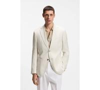 BOSS Blazer slim fit de seda, algodón y lino a cuadros - StyleH-Janson-FL-261, 50561891 Beige claro 60