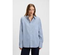 BOSS Blusa de algodón con rayas verticales - StyleSaturday_1, 50547382 Azul 40