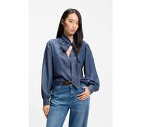 BOSS Blusa de aspecto denim con detalle de bufanda - StyleC_Betilla, 50566353 Azul 44