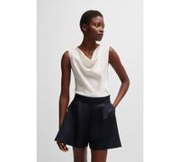 BOSS Blusa de seda elástica sin mangas con escote en cascada - StyleBelidina, 50537652 Blanco 34A