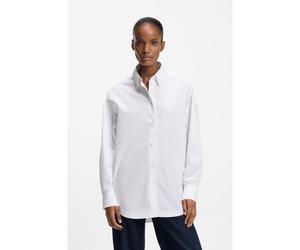 BOSS Blusa oversize fit en popelín de algodón y organza - StyleC_Bonsta, 50553532 Blanco 38