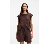 BOSS Blusa regular fit con escote en cascada - StyleBremmi, 50568318 Marrón oscuro 36