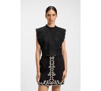 BOSS Blusa regular fit en algodón con bordado y detalles plisados - StyleC_Bredy, 50538349 Negro 40