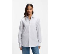 BOSS Blusa relaxed fit a rayas en popelín de algodón - StyleSaturday_1, 50566475 Blanco estampado 38