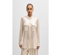 BOSS Blusa relaxed fit con lentejuelas y cuello en pico - StyleC_Ballets, 50524263 Beige claro 36
