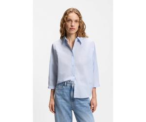 BOSS Blusa relaxed fit en popelín de algodón con manga kimono - StyleC_Belenta, 50553519 Celeste 42