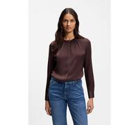 BOSS Blusa sin cuello regular fit en seda con elástico - StyleBanorah, 50538481 Marrón oscuro 40