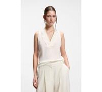 BOSS Blusa sin mangas en seda lavada a la arena con escote en pico - StyleBolaru, 50553717 Natural 34