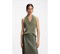 BOSS Blusa sin mangas en seda lavada a la arena con escote en pico - StyleBolaru, 50553717 Verde 38