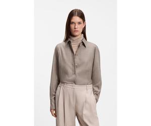 BOSS Blusa slim fit de franela de lana y lino - StyleBannel, 50568064 Marrón claro 40