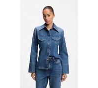 BOSS Blusa slim fit en denim rígido entrecruzado - StyleC_SLIM SHIRT, 50564434 Azul L