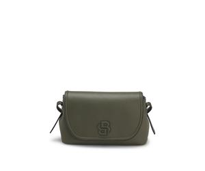 BOSS Bolso cruzado de piel sintética granulada con monograma Double B - StyleAnett Flap Crossbody, 50567599 Verde oscuro pcs.