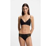 BOSS Bralette de encaje de gran calidad con detalles plisados de malla - StyleTRIANGLE_BLOSSOM, 50556193 Negro S