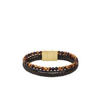BOSS Brazalete con cuentas de ojo de tigre y piel marrón trenzada - StyleSPHERE MIXED, HB1580787 Marrón pcs.