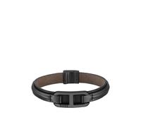 BOSS Brazalete de piel a capas con eslabón de la marca en metal negro - StyleKODE, HB1580784 Negro M