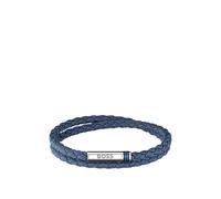 BOSS Brazalete de trenza doble con efecto denim y logo en el cierre - StyleARES SUMMER, HB1580800 Azul pcs.