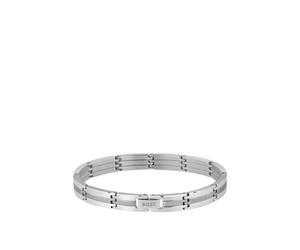 BOSS Brazalete en tono plateado con rayas y logo en el cierre - StyleBROOKS, HB1580803 Tono plateado pcs.